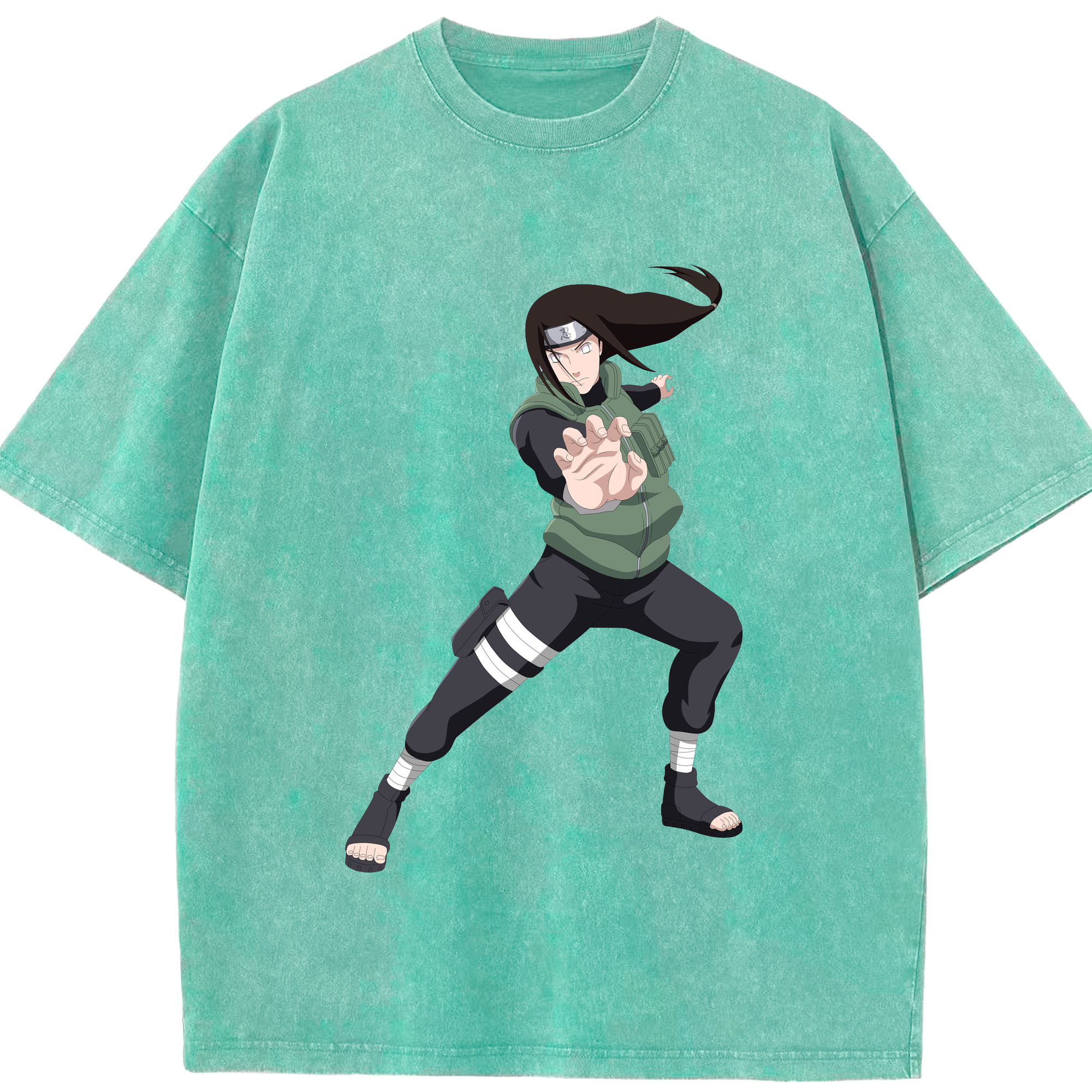 （画像用） NARUTO -ナルト- 日向ネジ Hyūga Neji 綿100% ヴィンテージ風 半袖Tシャツ（フロントプリント）